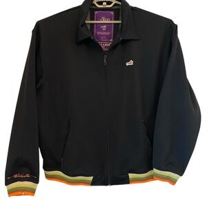 Akoo Full Zip Track‎ Jacket Embroidered Logo Striped Trim Black 4XL Streetwear